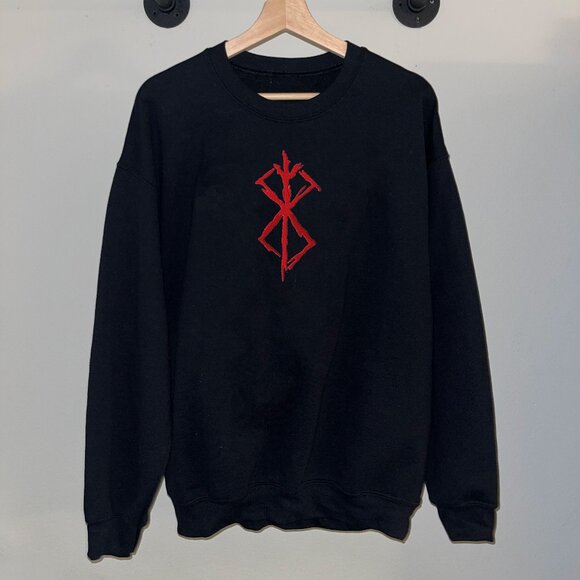 Black Red Berserk Anime Manga Japan Guts Crewneck Sweatshirt - Picture 1 of 2